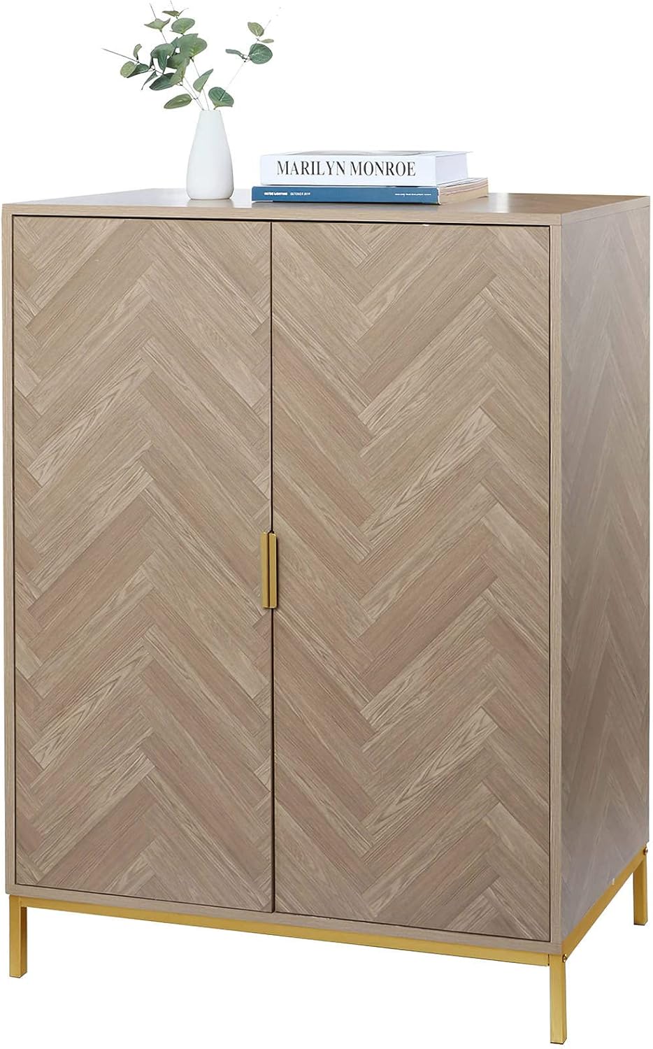 2 Doors Storage Cabinet with Golden Legs V4587
