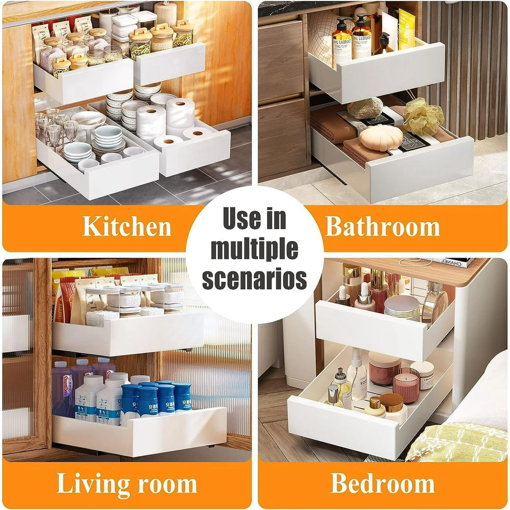 2Pack White 21Deep Slide out Drawers Cabinet Organizer H59394