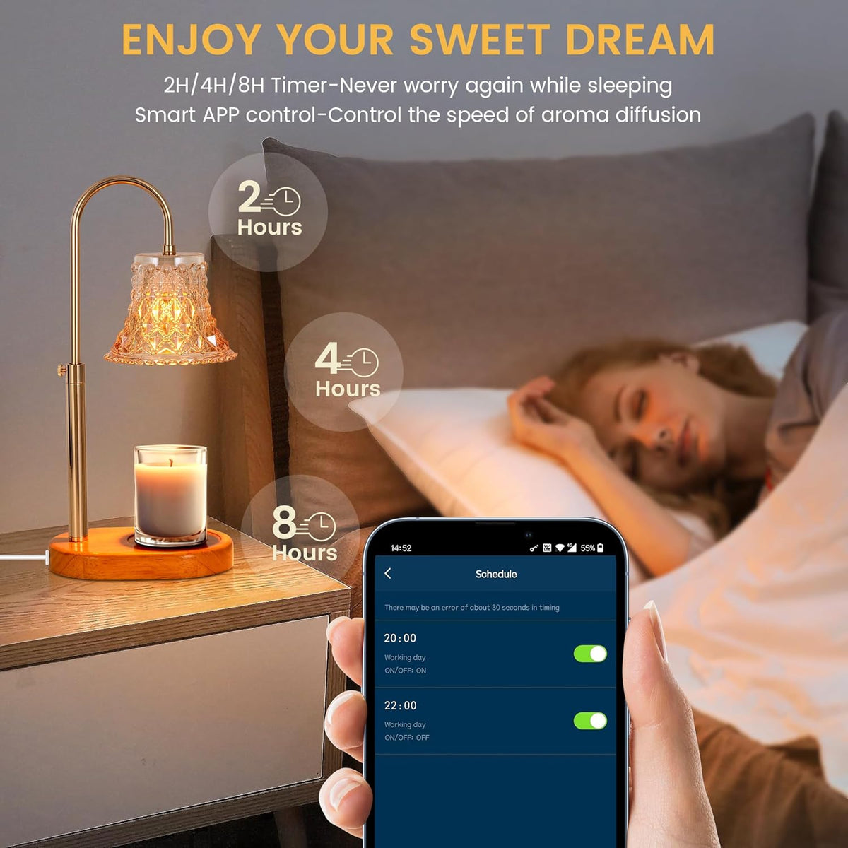 Candle Warmer Lamp with Timer & Dimmer L82839