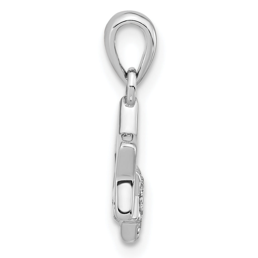 Sterling Silver Rhodium-Plated CZ Star Charm Pendant with Cable Chain Necklace 18'' I8886