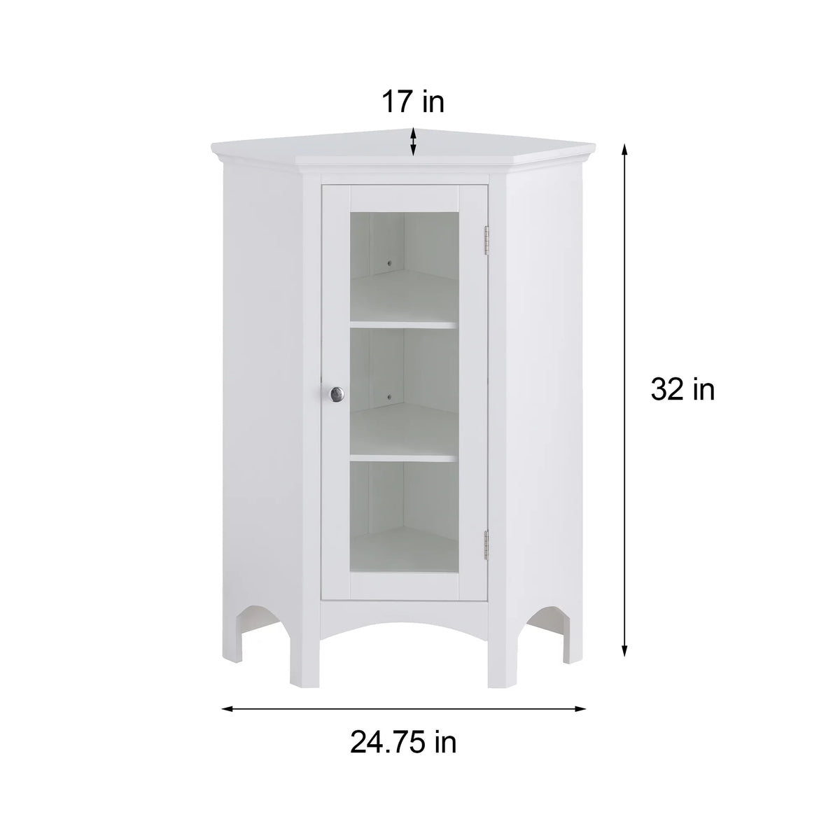 Wooden Corner Floor Cabinet with Glass Door White L851