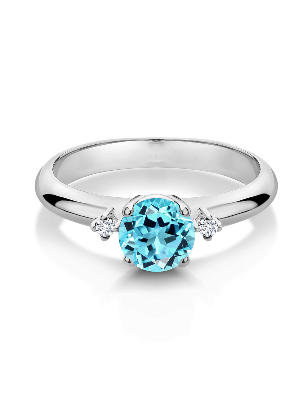 1.03 Ct Swiss Blue Topaz 925 Sterling Silver 3-Stone Engagement Ring Z2254