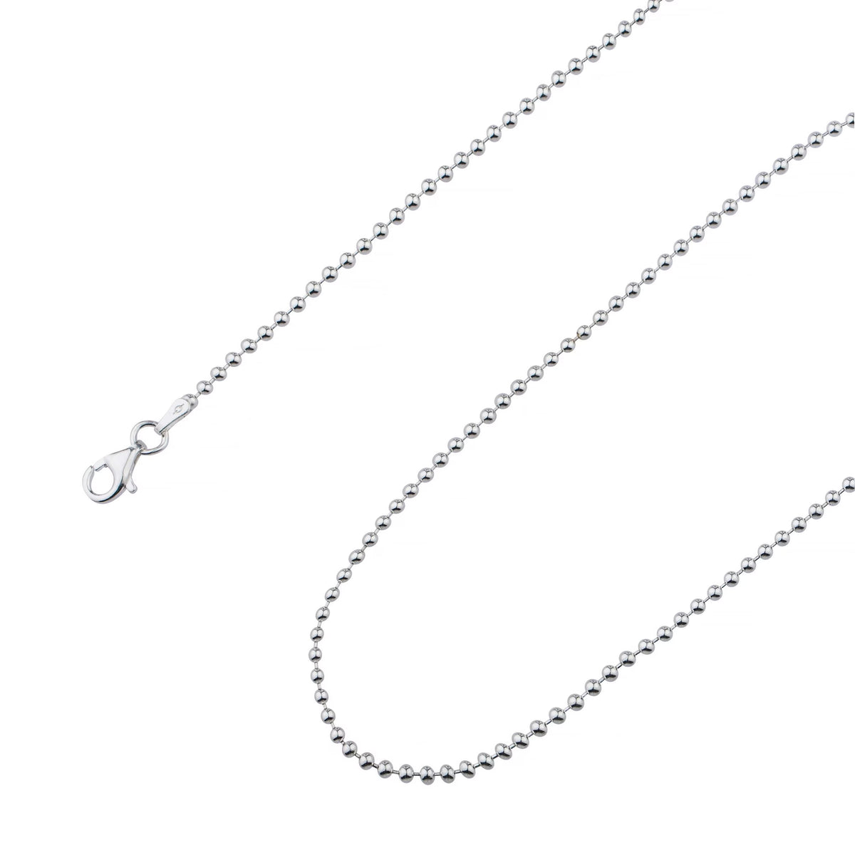 925 Sterling Silver Ball Bead Chain Necklace 1.5mm F465416