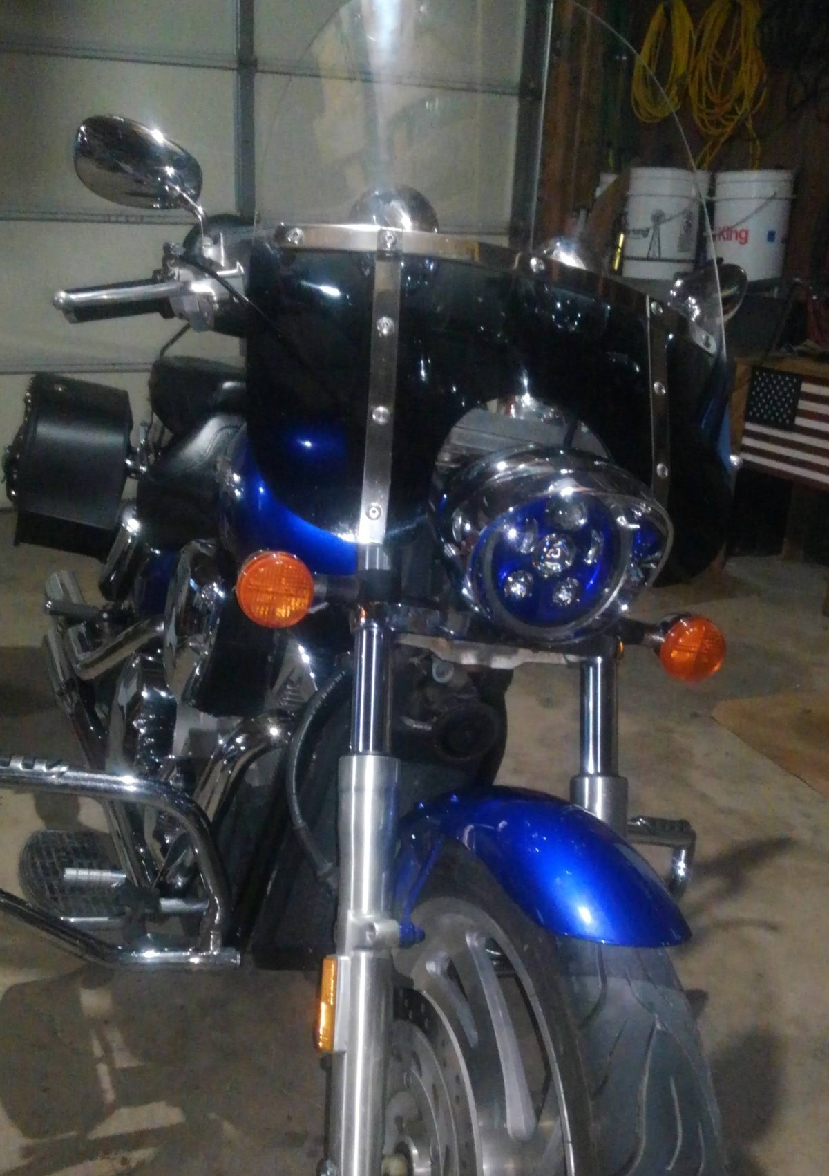 Blue LED Headlight for Honda VTX 1300 and 1800 with Bracket and Hardware H6735