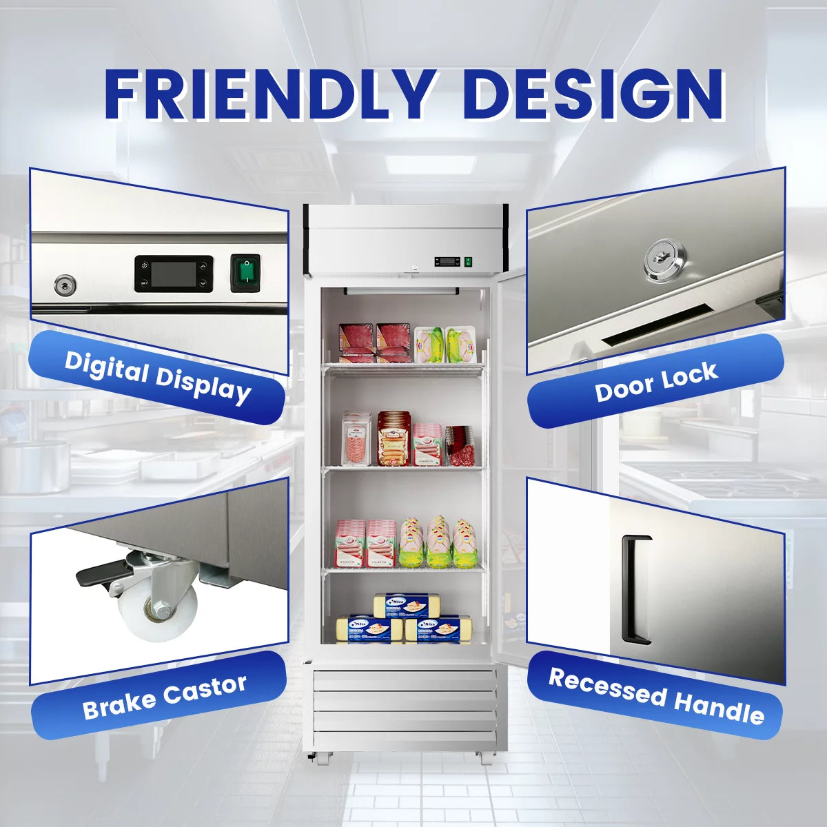 27 Cu.ft Single Door Stainless Steel Reach-in Refrigerator V299