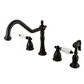 Victorian Crystal 2-Handle Kitchen Faucet with Side Sprayer in Oil Rubbed Bronze R39455