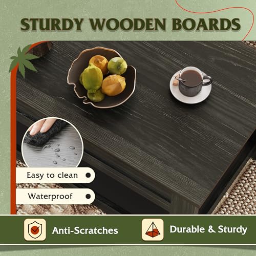 Rustic Brown Lift Top Coffee Table with Storage Shelf B658
