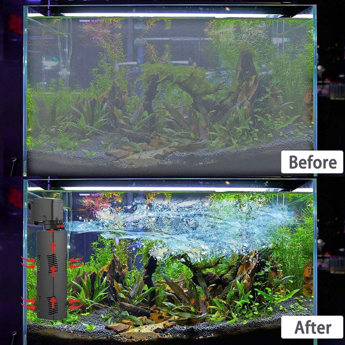 Aquarium Filter 300gph Submersible Internal Fish Tank Filter J813053