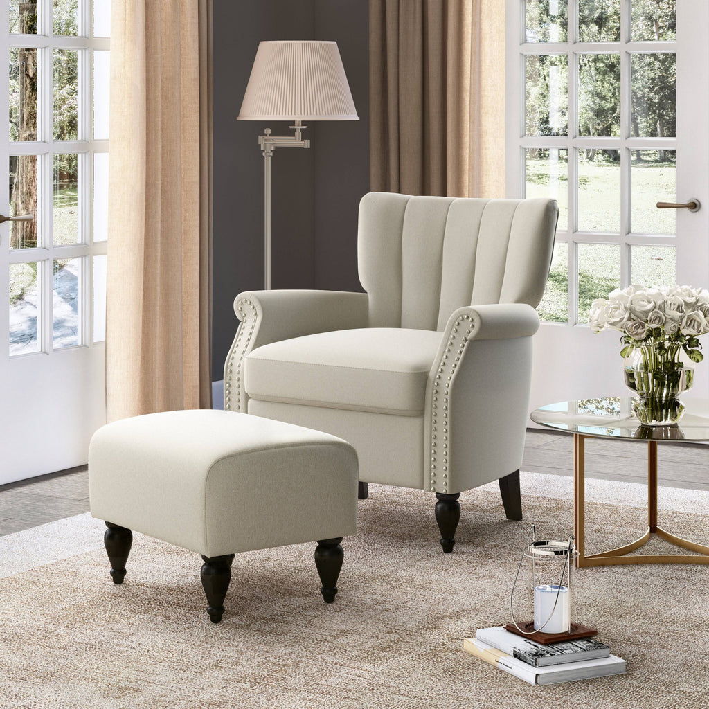 Botanical Velvet Arm Chair and Ottoman N638442