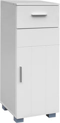 White Bathroom Floor Storage Cabinet with Single Door and Drawer N5426