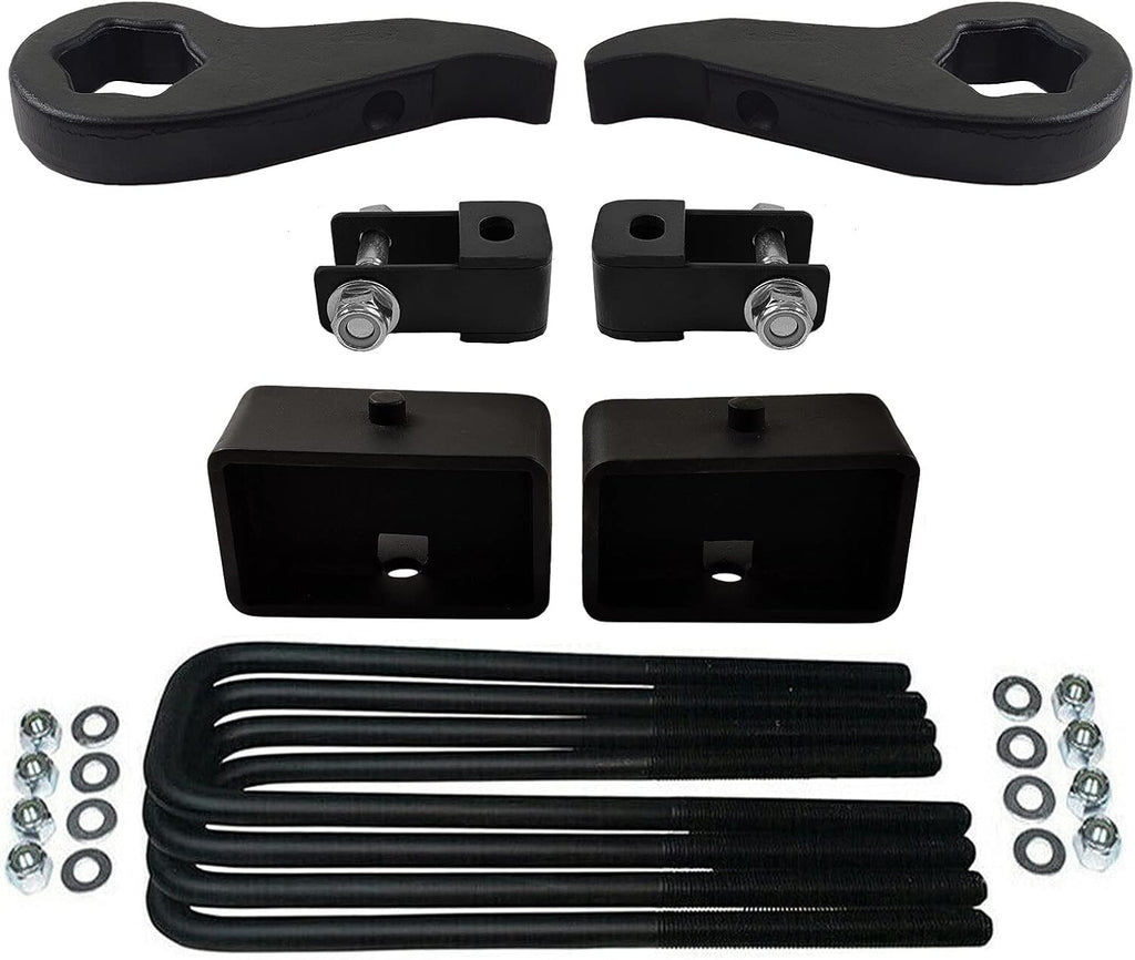 Adjustable Front Lift Forged Steel Torsion Keys & 3 Rear Lift Kit + Shock Extenders 4WD 8-Lug N656