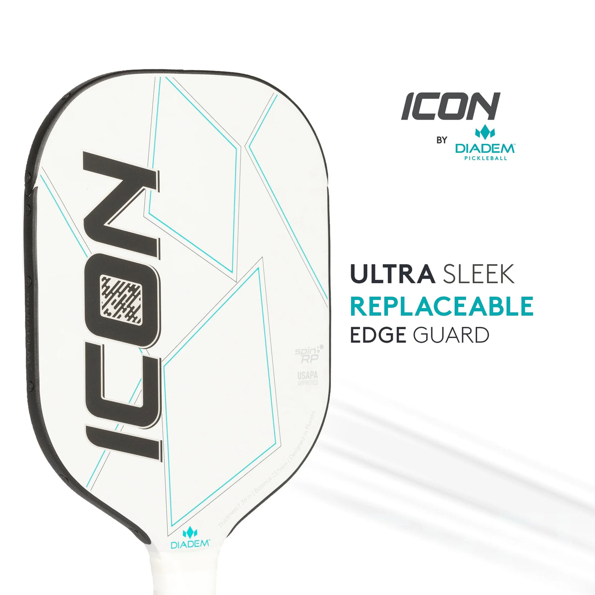 White Liteweight Carbon Fiber Pickleball Paddle, 7.7oz D2234