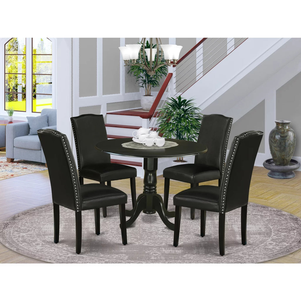 5 Piece Wood Dining Set with Leather Seat G457707