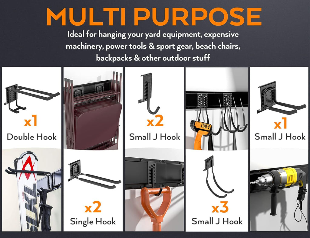 12 PCS Adjustable Steel Garage Storage Rack with 9 Wall Hooks and Hanger H648384