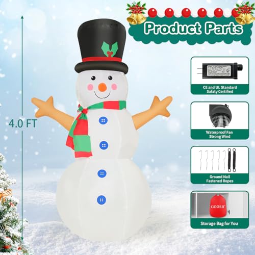 4 FT Christmas Inflatables Snowman with LED Lights J454097