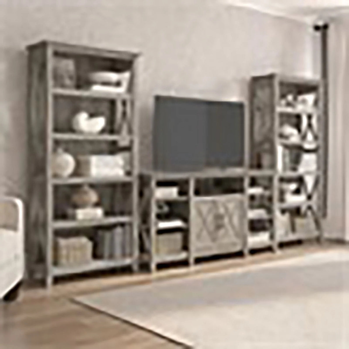 Tall Wood TV Stand with 2 Bookcases C6896