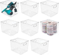 Clear 8 Pack Plastic Storage Organizer Bin Basket with Handle H3754