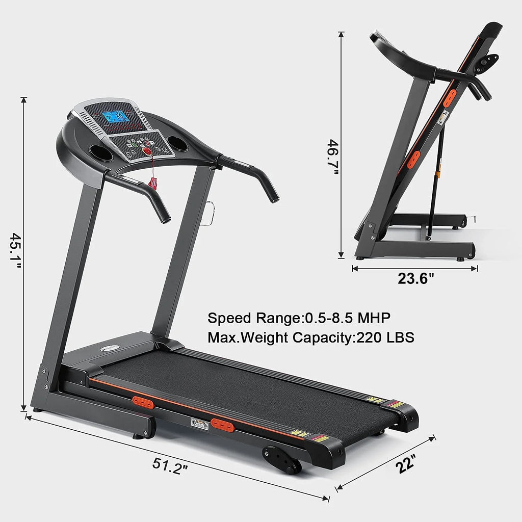 Electric Foldable Treadmill 2.5 HP 3 Levels Incline Y875533