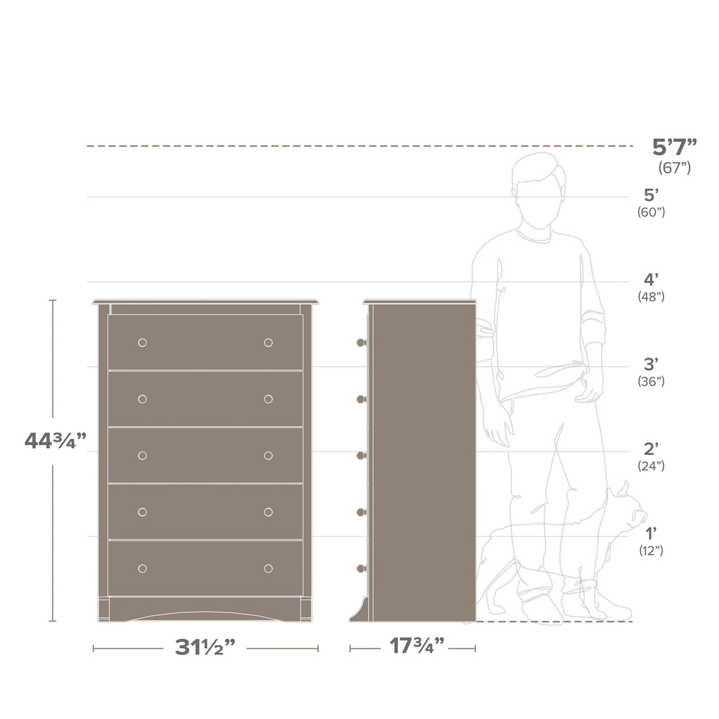 5 Drawer Drifted Gray Chest Dresser N6731