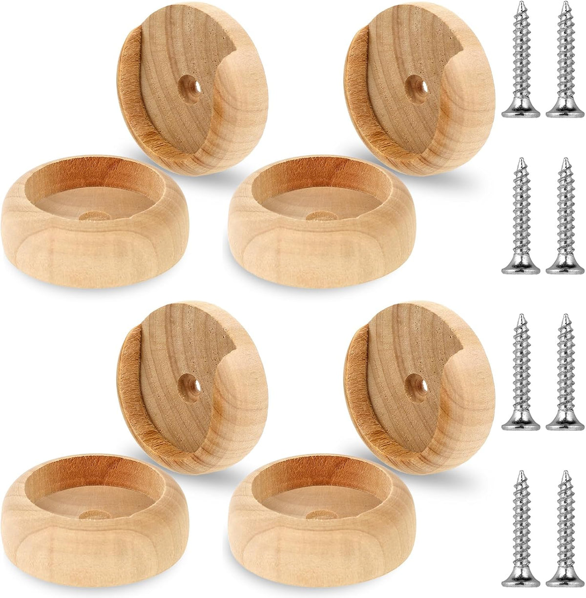 4 Sets Solid Wooden Closet Rod Holders with Screws N751