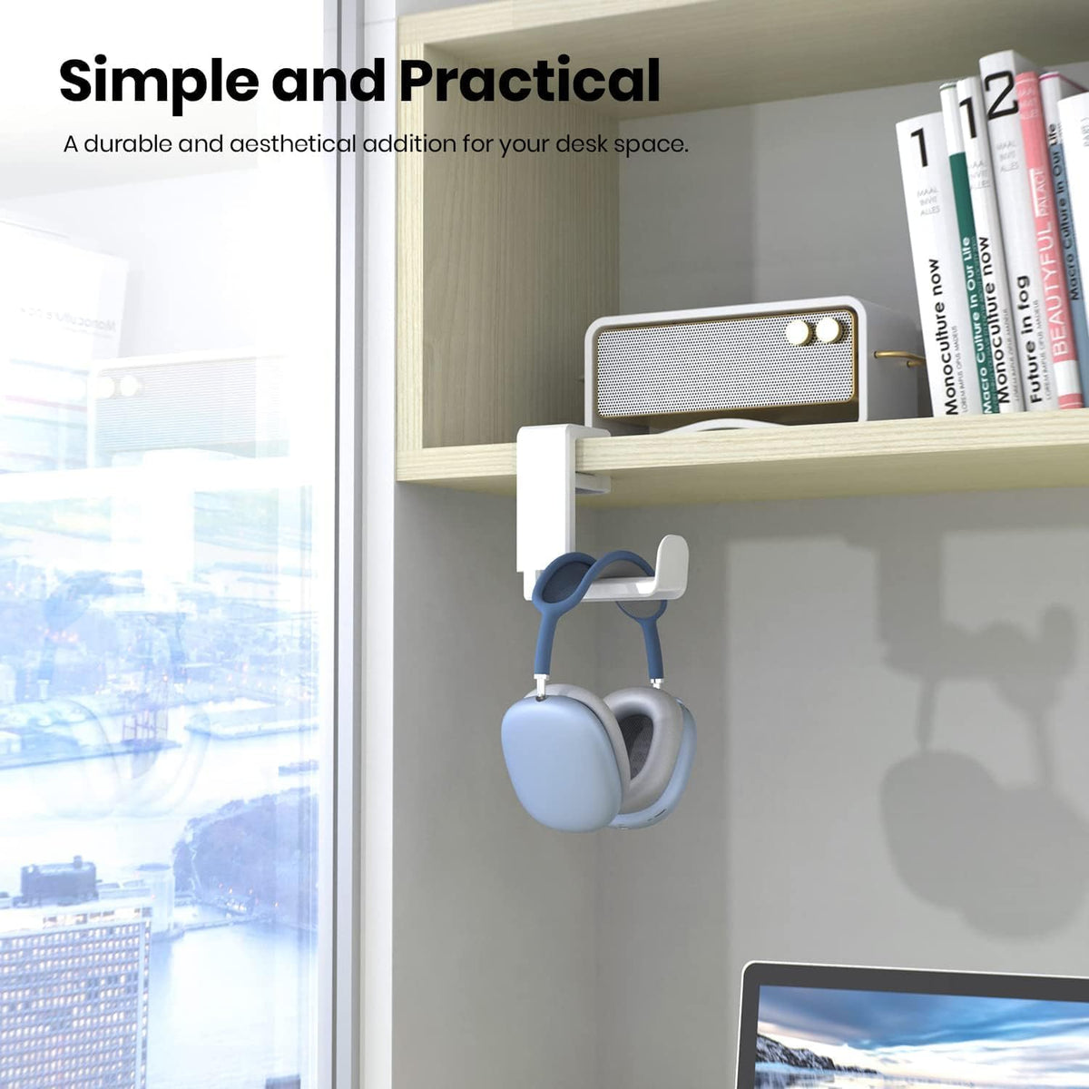 White Rotating Headphone Stand with 360 Degree Swivel I5402