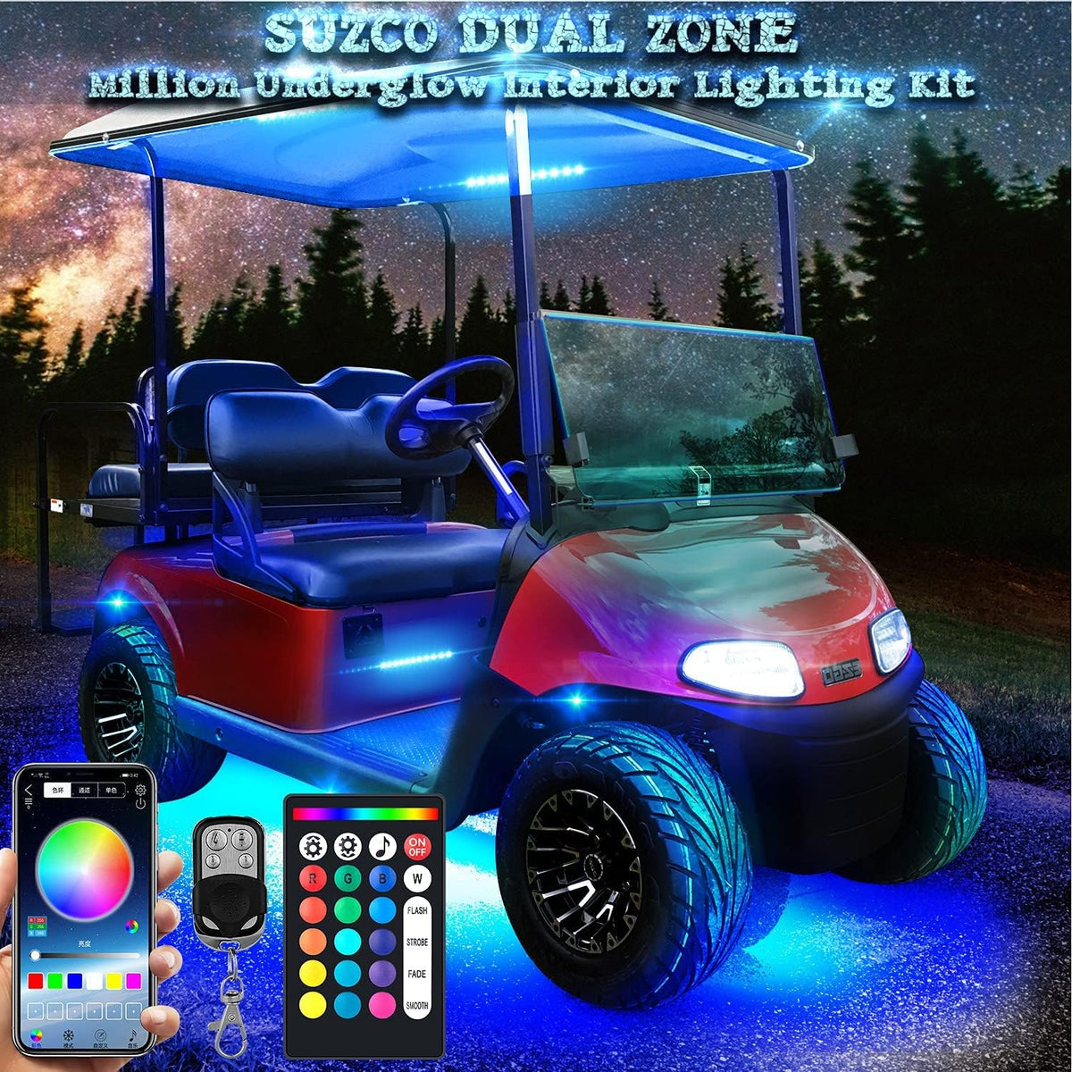 12-pods LED RGB Neon Underglow Rock Lights Kit with 4-Pcs Interior Light Kit, 192LEDs Waterproof 12V E844