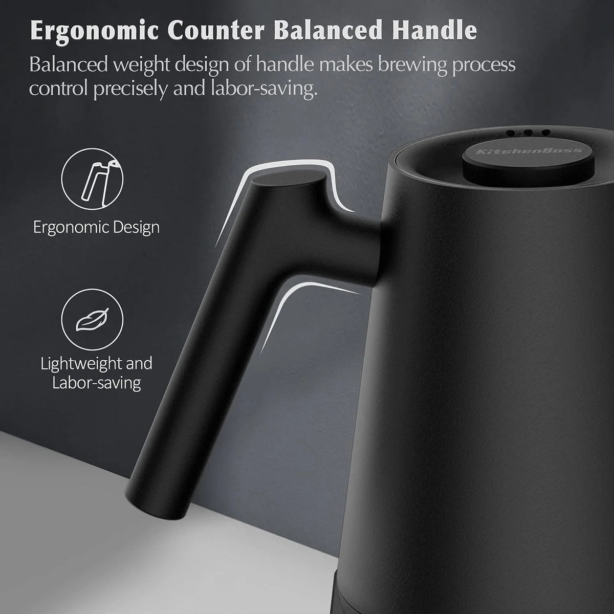 Charcoal Black Electric Gooseneck Coffee Kettle Q49692