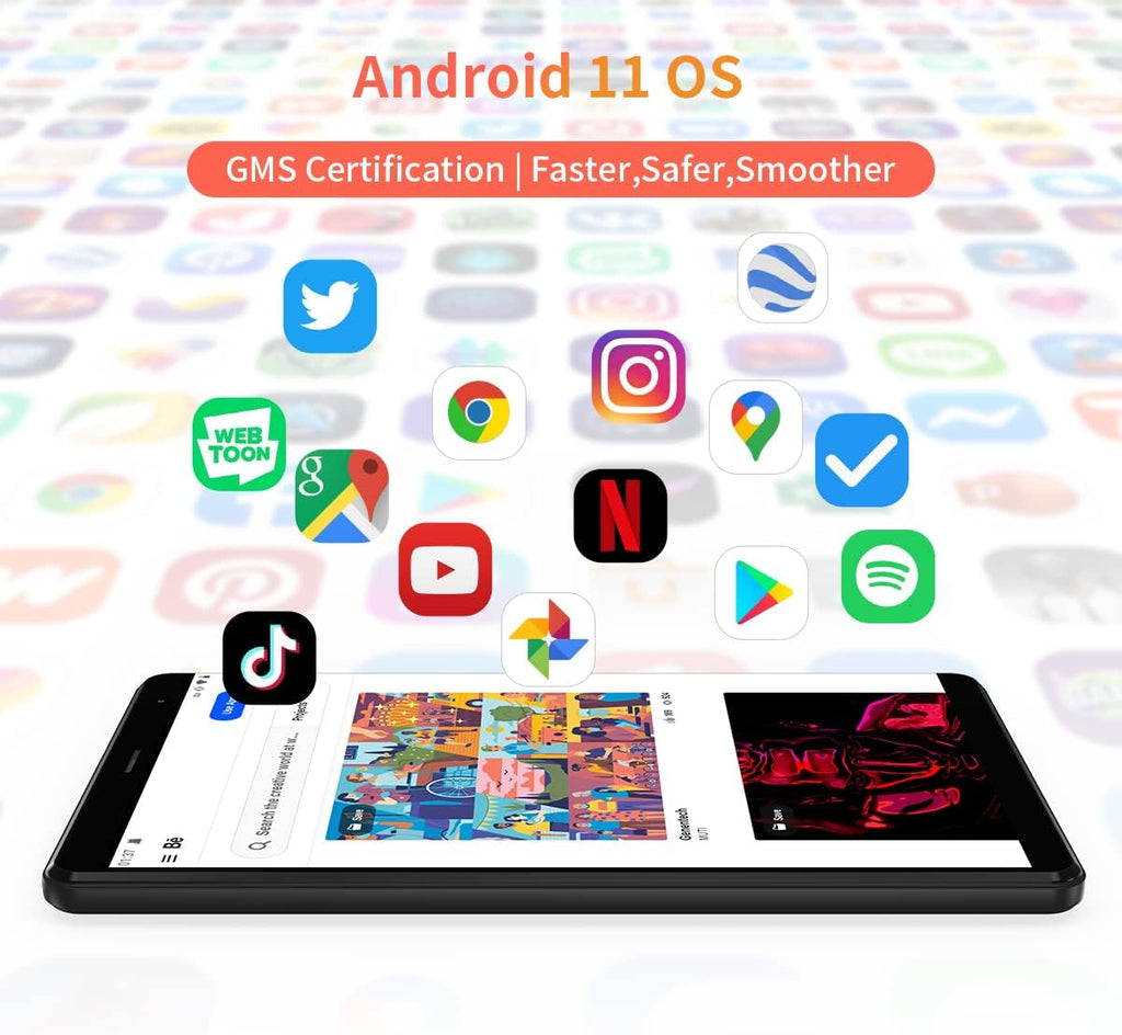 8 inch Android 11 Tablet, 3GB RAM 64GB ROM, 800 * 1280 HD Display R93718