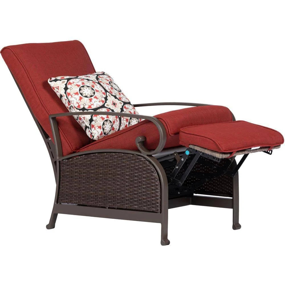 Brown/Red Wicker Adjustable Recliner O3082