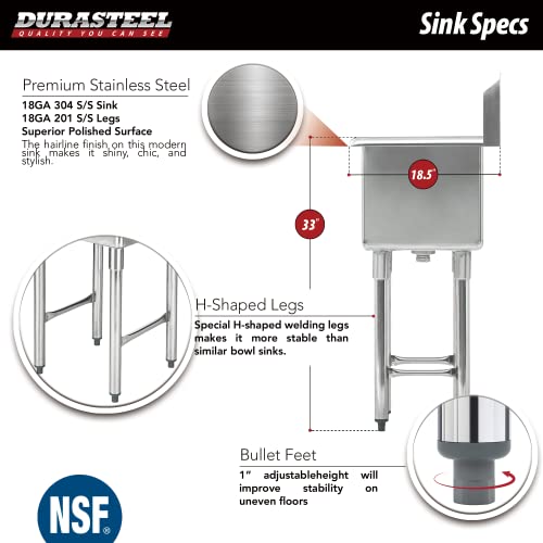 24 Inch Stainless Steel Utility Sink with Faucet Z275226