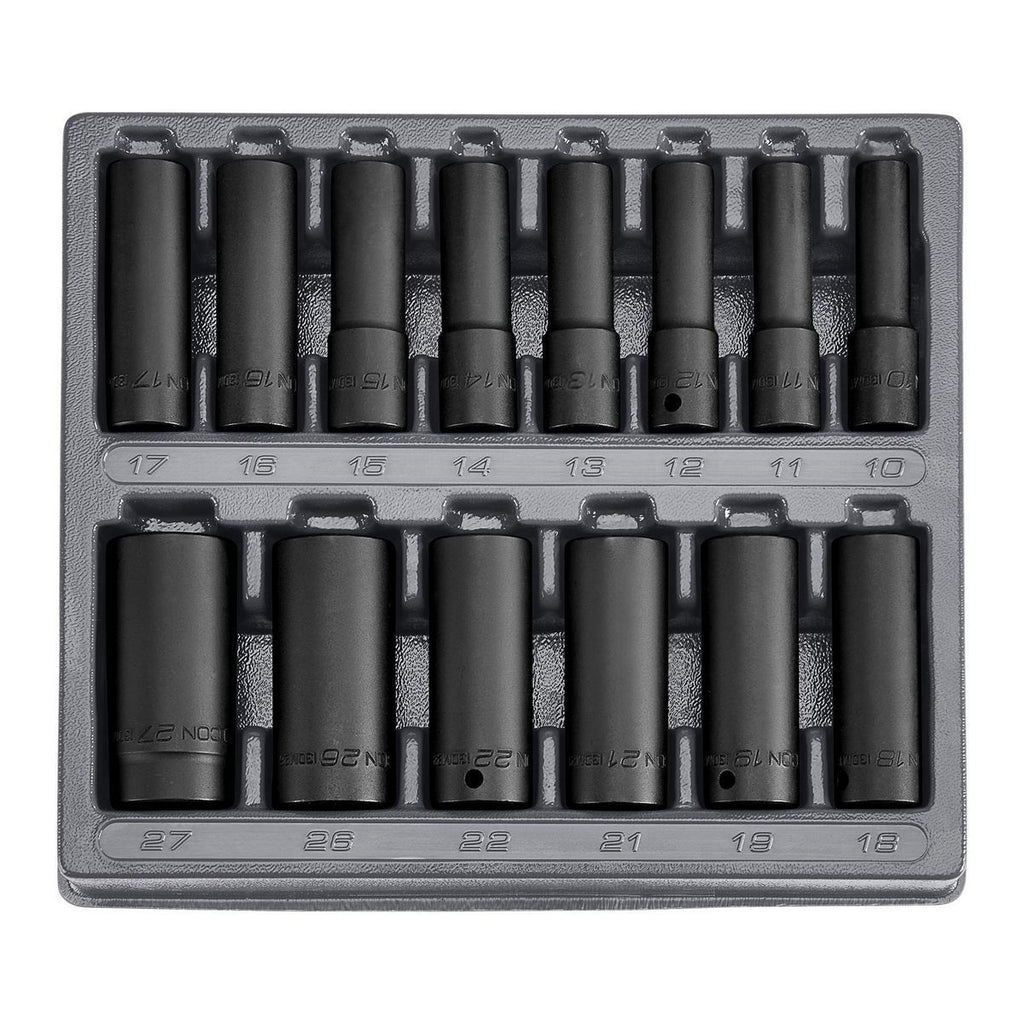 1/2 in. Drive Metric Deep Impact Socket Set, 14-Piece L83473