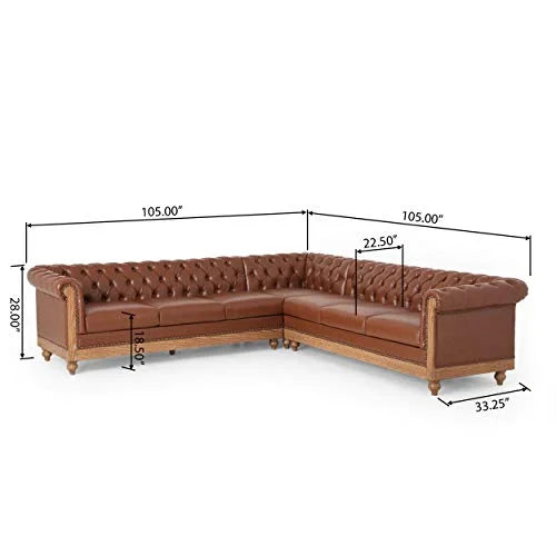 Cognac Brown Natural Sectional U33312
