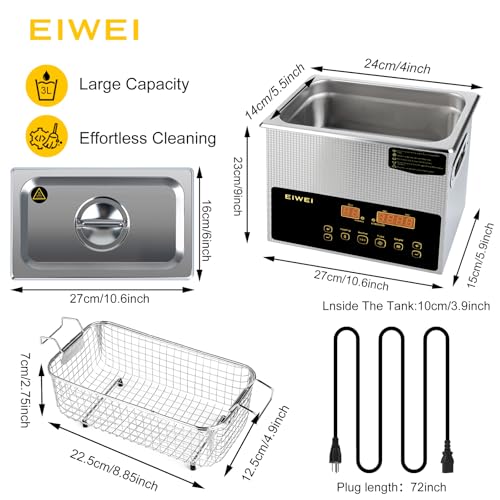 3L Ultrasonic Cleaner Stainless Steel with Heater Timer S2700