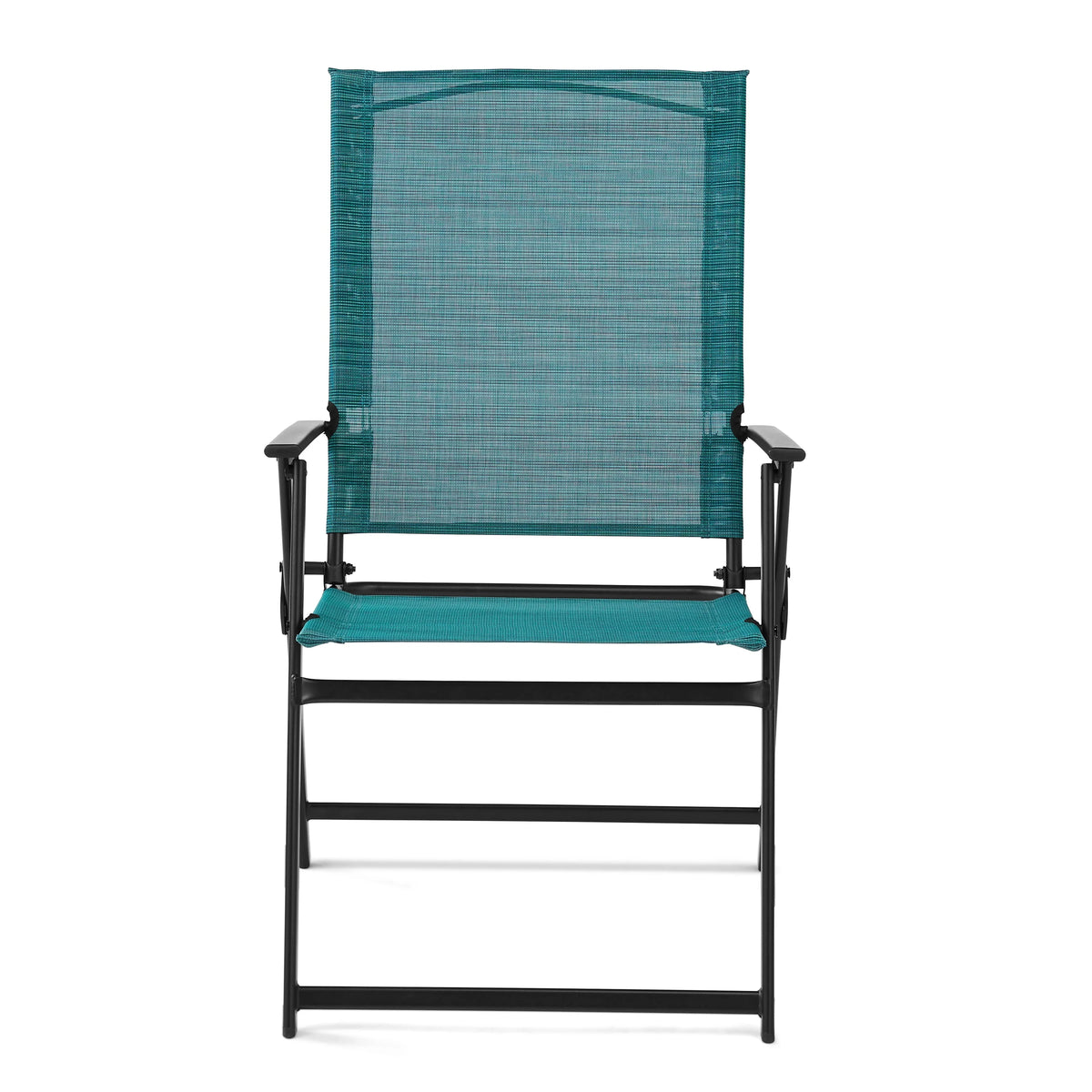 Steel and Sling Folding Outdoor Patio Armchair Set of 2, Teal X3004