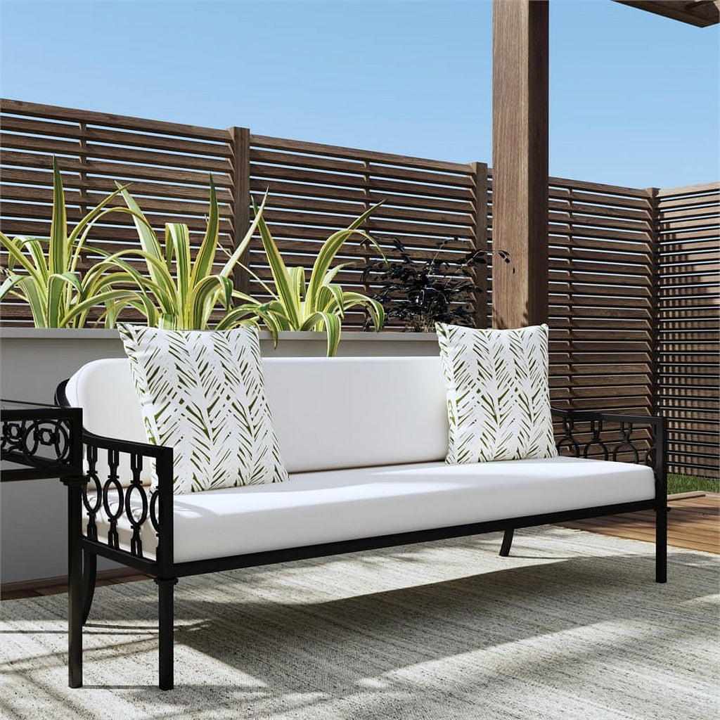 Black Iron Upholstered Outdoor Sofa I7981