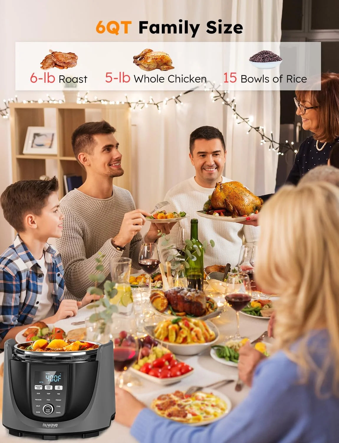 Air Fryer Electric Pressure Cooker and Grill Combo W3840
