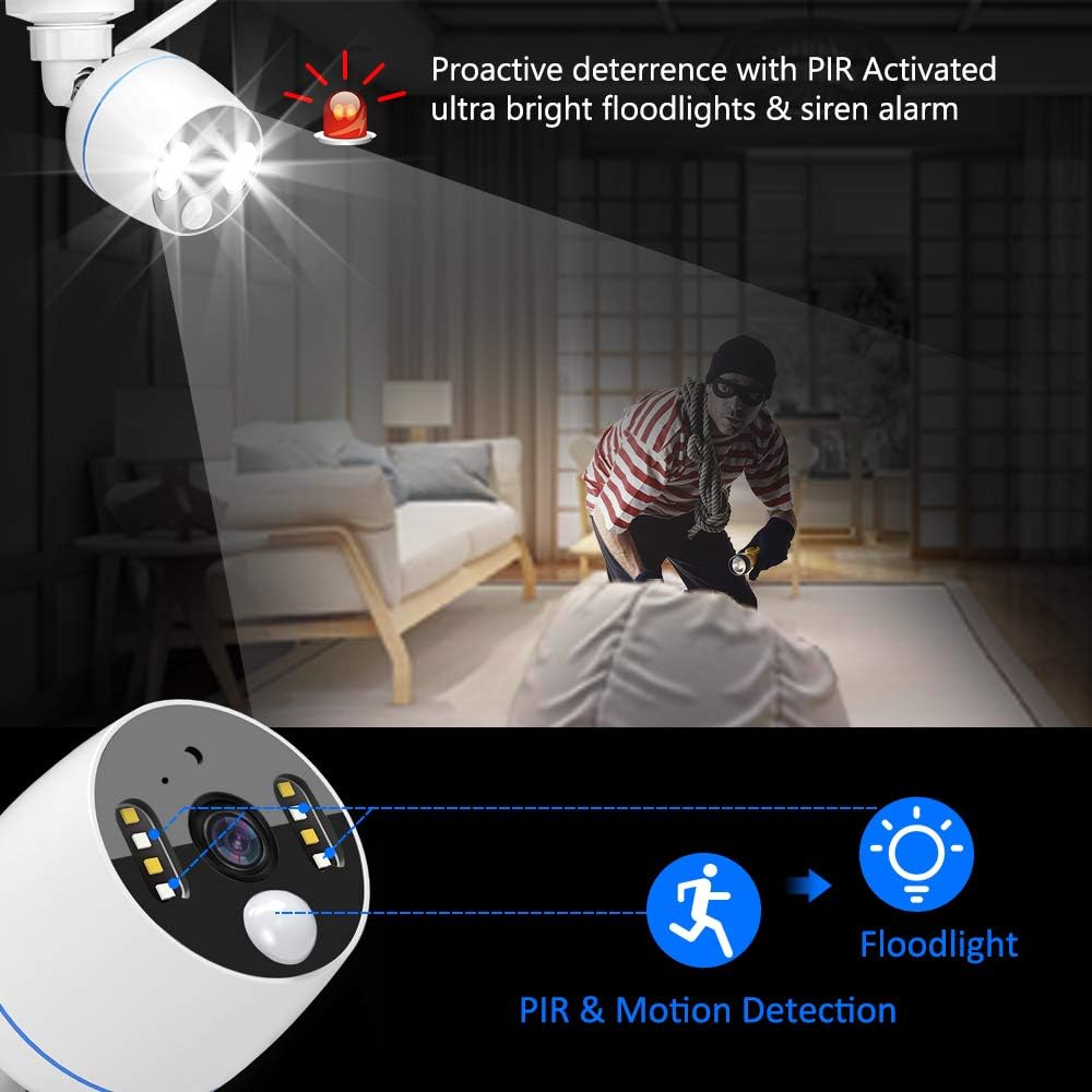 Wireless Security Camera System 8CH 3MP Color Night Vision 2TB Hard Drive K37531