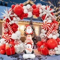 Christmas Balloon Garland Arch Kit with Red White Silver Confetti Foil Balloons Y4827