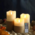Set of 3 Real Wax Flameless LED Candles with Remote Y707