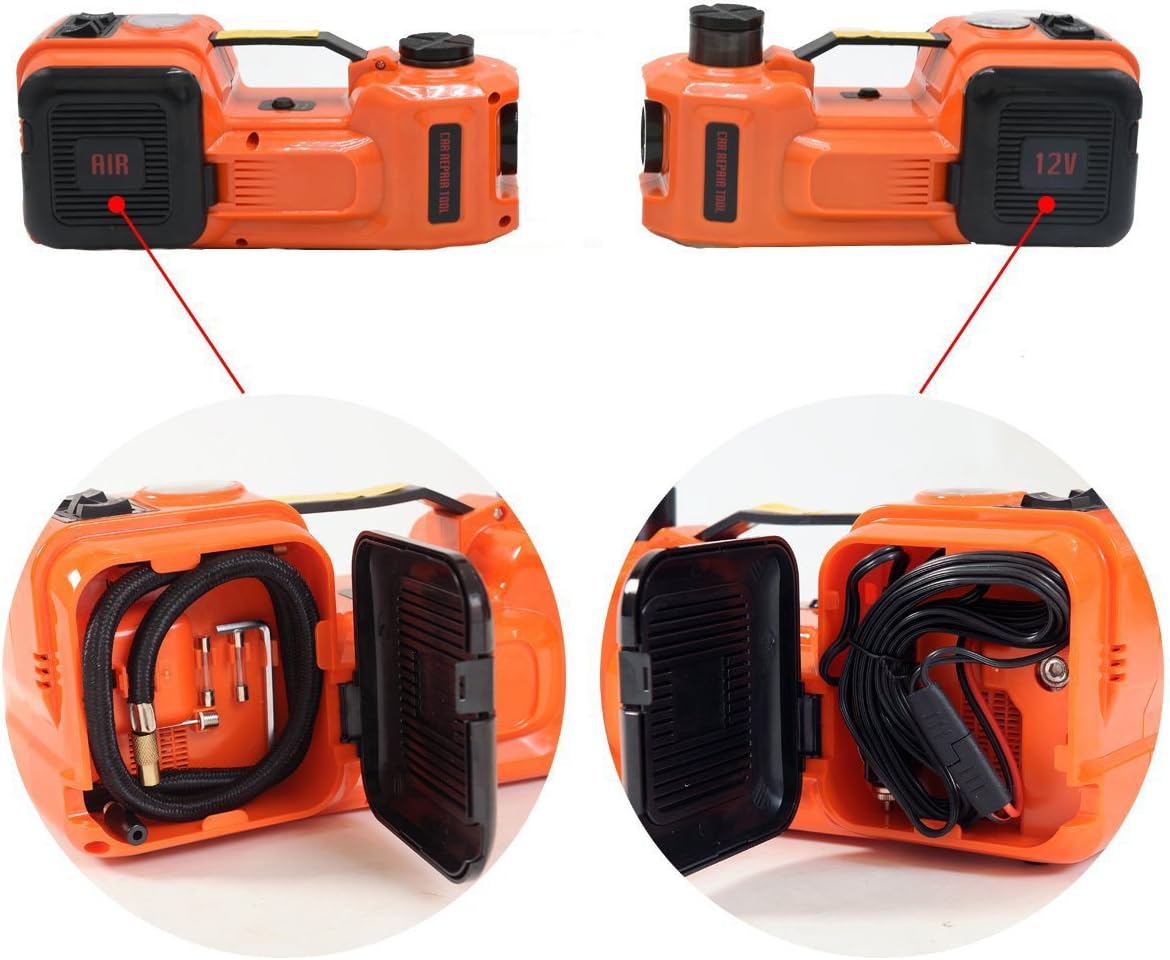 12V DC Electric Hydraulic Floor Jack 3 in 1 Set with Safe Hammer Car Repair Tool Kit R738823