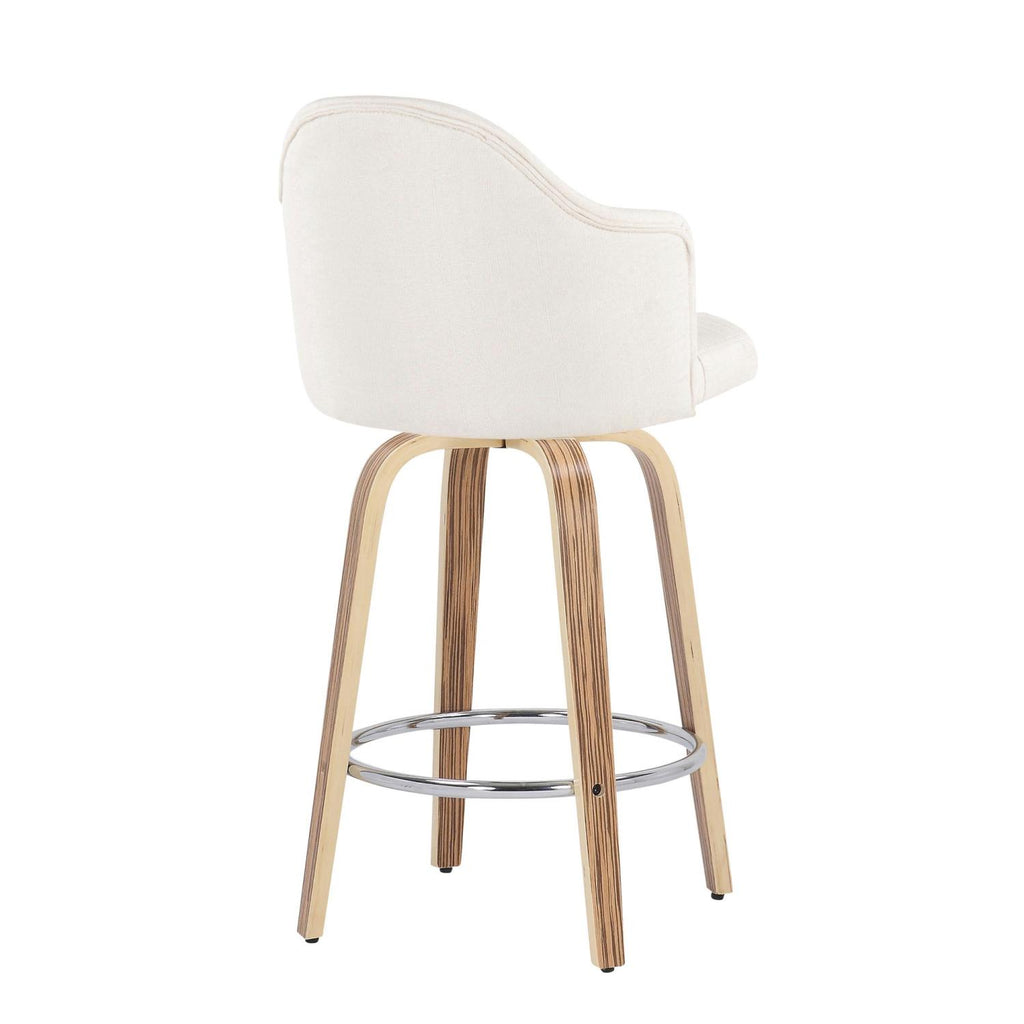 Fabric Counter Stools, Cream/Zebra, Set Of 2 O54461