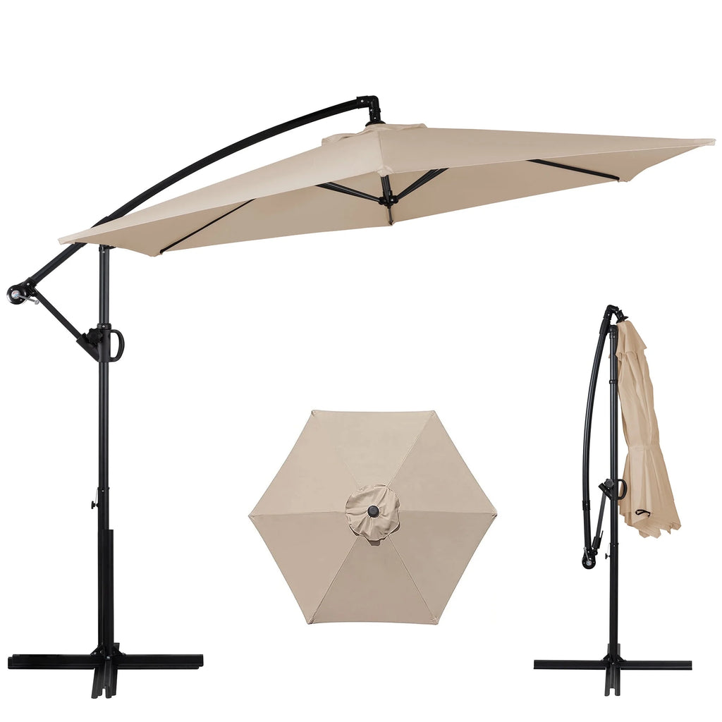 Dark Gray Offset Cantilever Umbrella with Cross Base J328086
