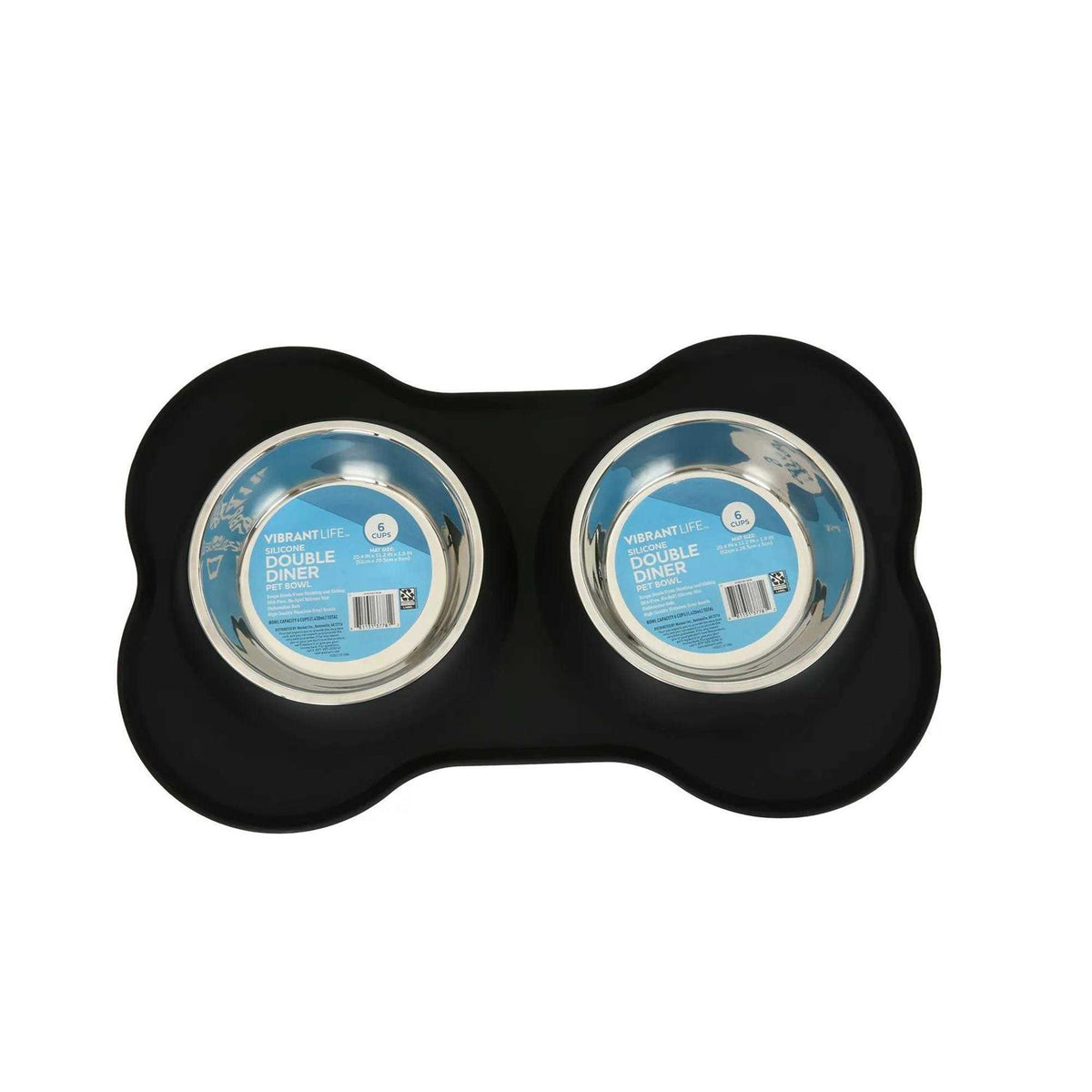 Double Dog Bowls with Bone Shaped Mat Diner Set X51388