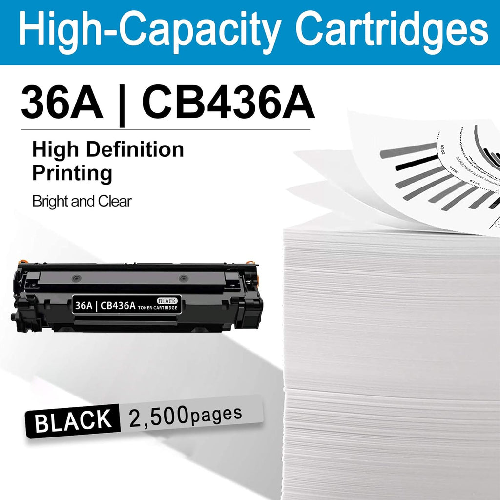 2 Pack Black Toner Cartridge 36A for HP Printer C8802