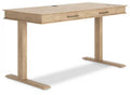 Light Brown Adjustable Height Desk with USB Ports & 2 Drawers P2303