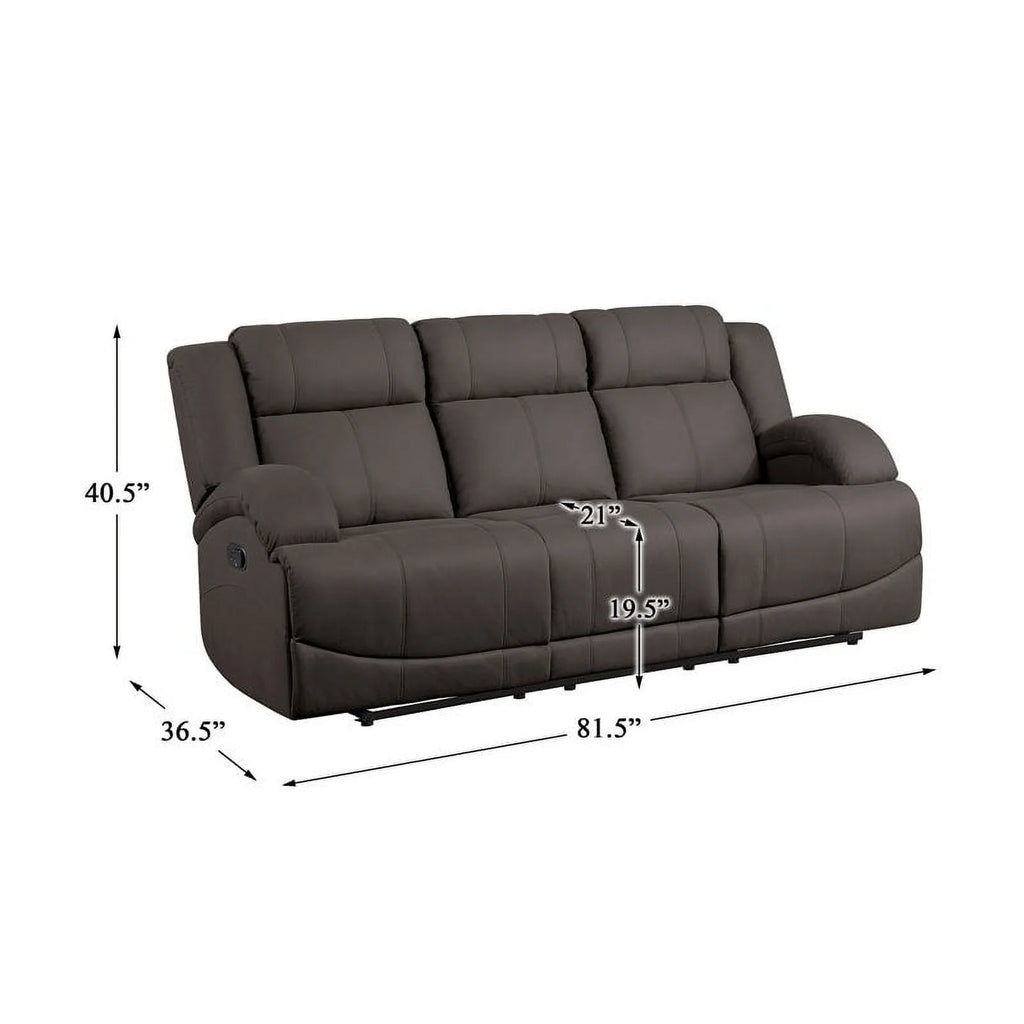 Chocolate Wood & Fabric Double Reclining Sofa A640755