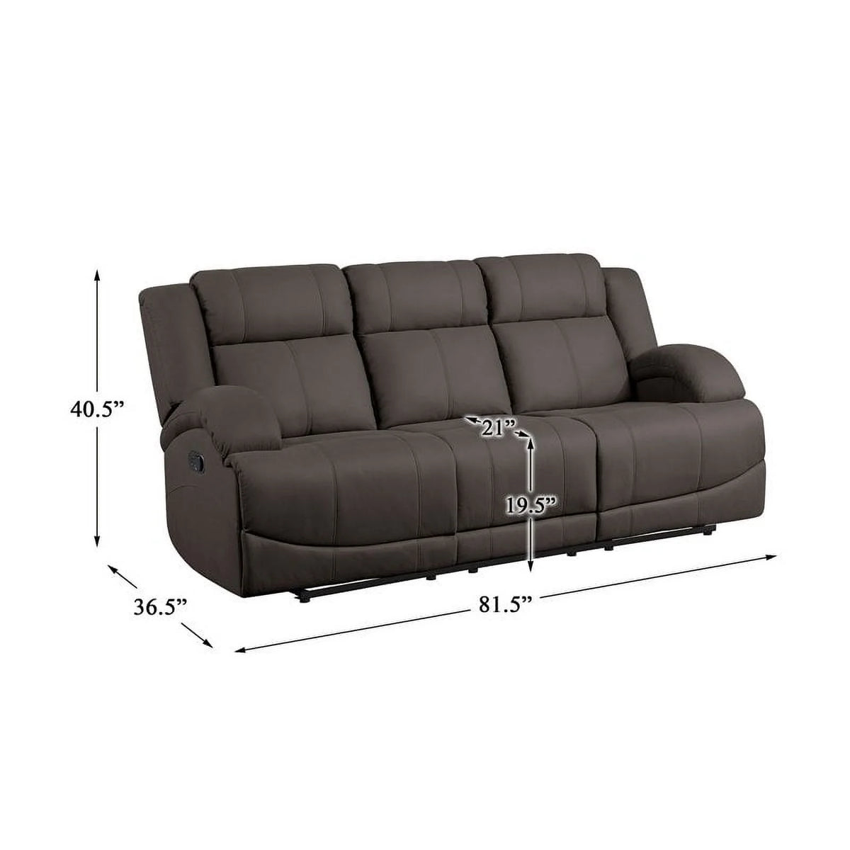 Chocolate Wood & Fabric Double Reclining Sofa A640755