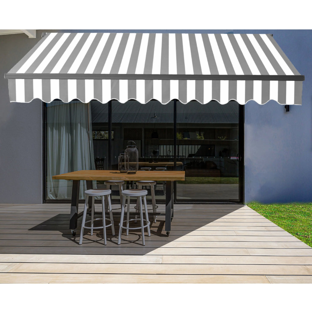 20' x 10' Retractable Motorized Black Frame Patio Awning S2537