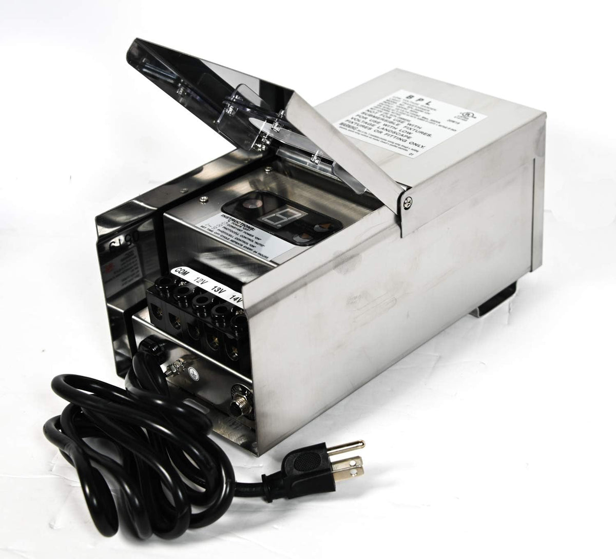 300 Watt Low Voltage Landscape Transformer Multi Tap 120 Volt AC to 12-15V Volt Weatherproof Power Pack with Digital Timer Photocell Sensor Stainless Steel X743802