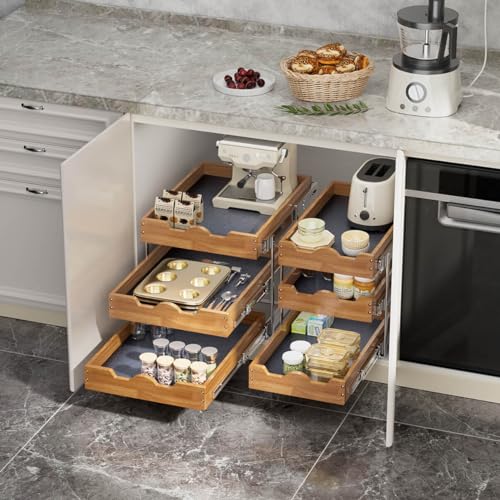 2 Tier Pull Out Wood Cabinet Organizer O5557